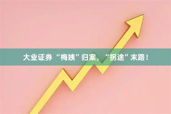 大业证券 “梅姨”归案，“拐途”末路！